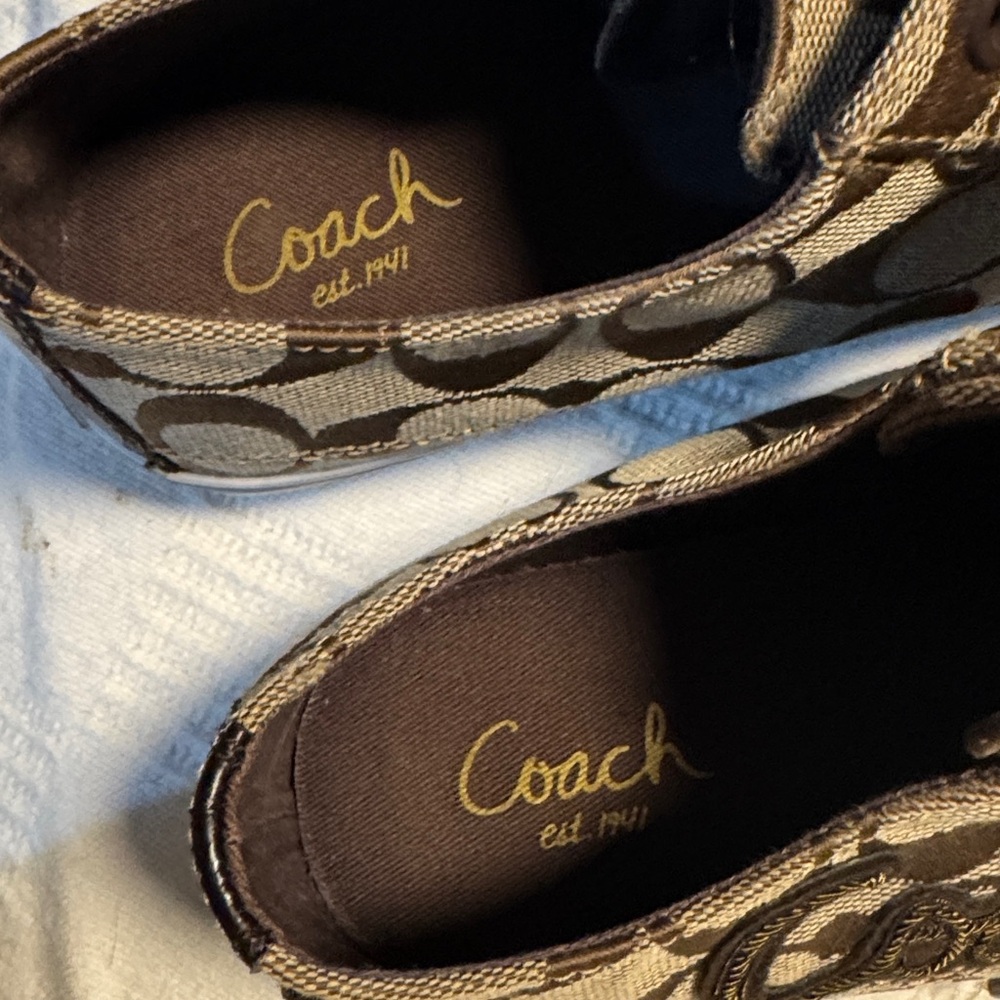 Coach Signature Jacquard Low Top Sneakers Ribbon Laces Brown Monogram Designer 8 - Picture 6 of 13